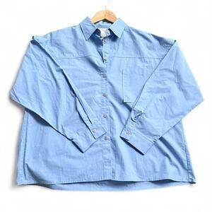 nwt Frankie Shop Yuwei Oversized Shirt in Blue Convertible Sleeves Medium